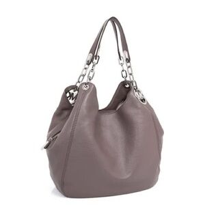 Michael Kors Taupe Pebble Leather 3 Section Hobo Bag